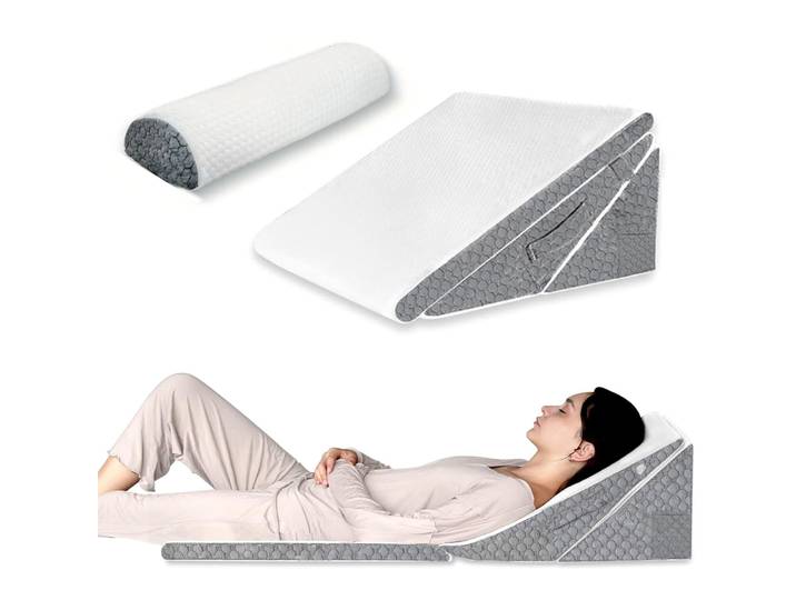 Ensemble d'oreillers compensés pour Reflux acide Gerd, ronflement, douleur au dos et au genou, oreiller Triangle pliable réglable, appui-tête pour dormir