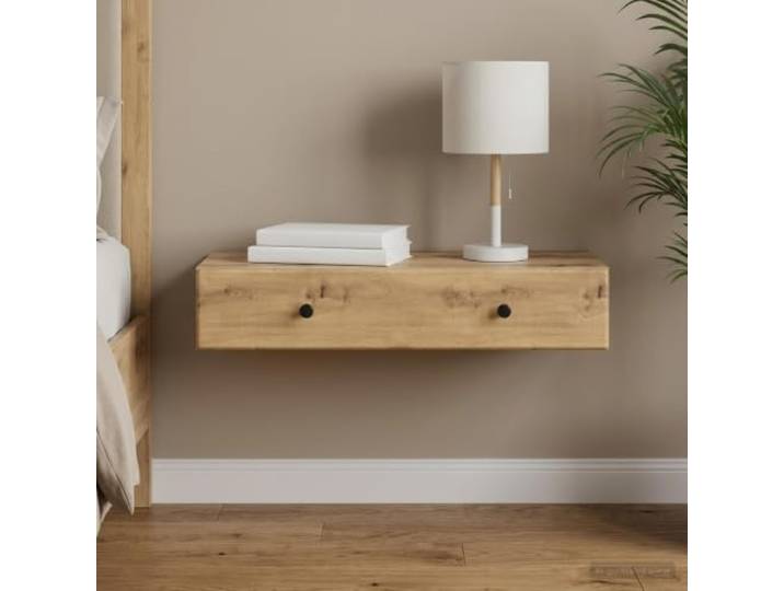 Wandmontierter Beistelltisch Holzwerkstoff mit Schubladen für Wohnzimmer Platzsparend, Schubladen, modernes Design, pflegeleicht, vielseitig einsetzbar