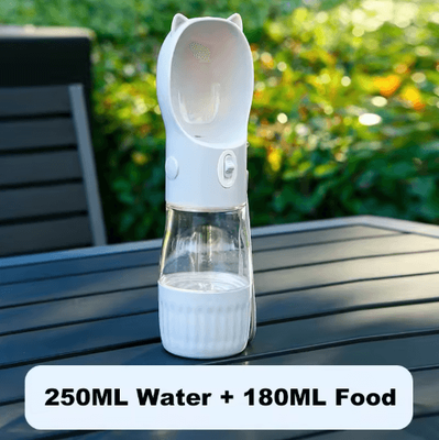 Inspire Picks Portable Dog Water Bottle With Food Container & Drinking Bowl For Travel gray