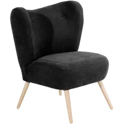 SESSEL Kathy Bezug Veloursstoff Buche natur / schwarz