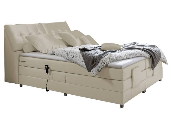 Esposa Boxspringbett CARPINO, Ivory, Stoff