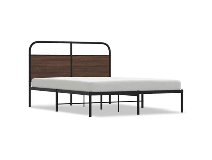 PUGYNBK Bettgestell ohne Matratze, 120 x 200 cm, Holz, Braun, Eiche Bettgestell aus Metall, stabile Beine, Kopfteil zum Lesen, Lattenrost