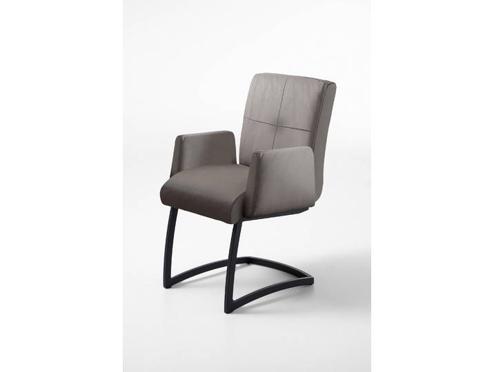 Freischwinger EXXPO - SOFA FASHION Affogato mit komfortablen Armlehnen , braun (schlamm, schlamm, schlamm), B:59cm H:87cm T:69cm, Kunstleder, Metall, Stühle, Freischwinger, attraktiven Kreuznaht in der Rückenlehne