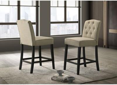 Jacopo Set of 2 Fabric Counter Height Chairs with Legs