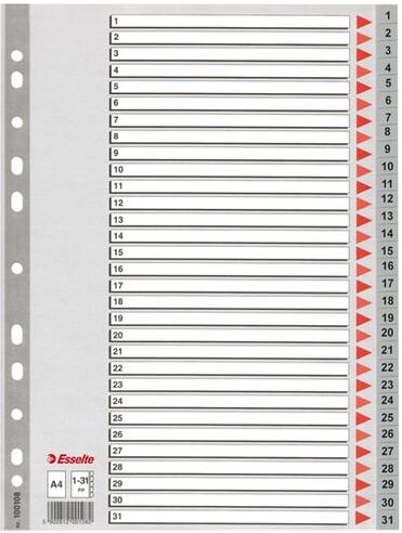 Esselte 100108 A4 separador   plástico   1-31   31 posições
