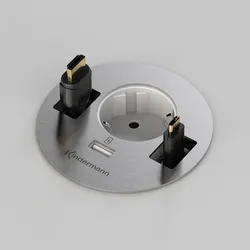 Kindermann CablePort table3 - 1x Schuko + 1x USB-A Charger + 2x Kabeldurchlass -...