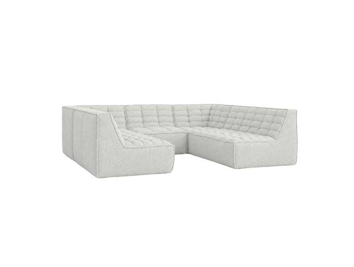 Kaiser Möbel Ecksofa Modulares Corner U-Form, Plüschstoff Pop, Ice, Lazy U Corner, Weiß, Holz, 266x253 cm, Wohnzimmer, Sofas & Couches, Wohnlandschaften, Ecksofas