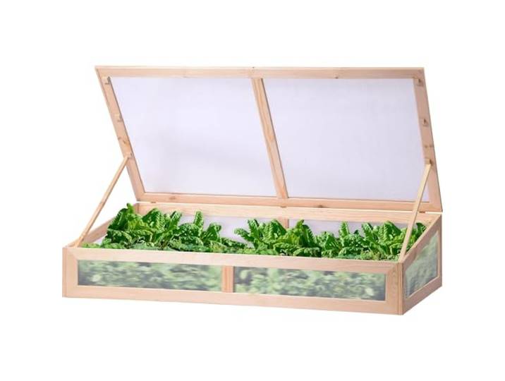 dobar® Frühbeet-Aufsatz aus Holz - Anzucht Aufsatz für Hochbeete oder Gartenboden - Frühbeet-Kasten für Gemüse/Salate/Beeren - Gewächshaus - 128 x 67 x 31,5 cm