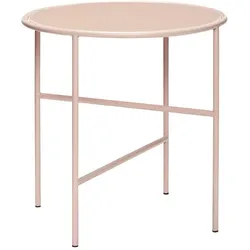Hübsch runder Beistelltisch aus Metall / Glas in blass-rosa