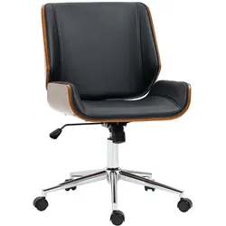 MODFU Bürostuhl Drehstuhl Schwarz 53x60x96 cm höhenverstellbar mit Kippfunktion mittelhohe Rückenlehne Kunstleder komfortabel für Büro