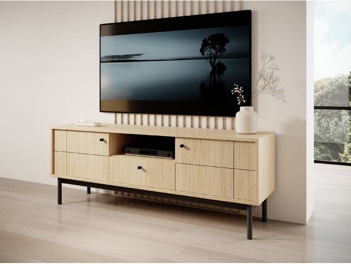 yourhouse24 TV-Schrank RTV Schrank 154 cm JAPANDI Kaschmir/Linea Eiche