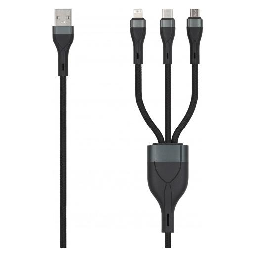 Seek Toti USB-A auf Micro-USB/Typ C/Lightning, 1,5 m langes geflochtenes Kabel, 2 A (nicht MFI-zertifiziert), (1.50 m) (4779054830333)