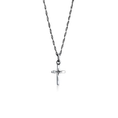 Kette mit Anhänger KUZZOI "Halskette Kreuz Anhänger Oxidiert 925 Sterling Silber" Gr. 50, silber, Halsketten, Herren, ohne Stein, Silber 925 (Sterlingsilber)