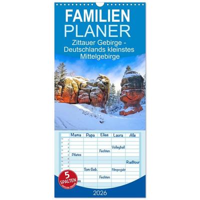 Familienplaner 2026 - Zittauer Gebirge - Deutschlands kleinstes Mittelgebirge mit 5 Spalten (Wandkalender, 21 x 45 cm) CALVENDO