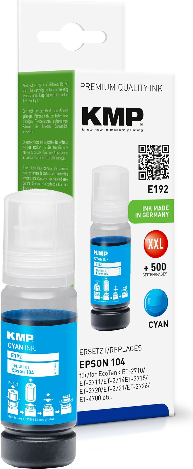 KMP Printtechnik AG T00P2 8000 S Cyan EcoTank Inkt Cyan Remanufactured