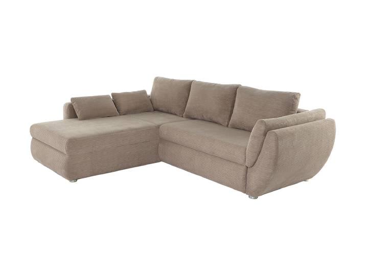 Ecksofa Cord taupe - Schlaffunktion Bettkasten 272 cm - TAIFUN