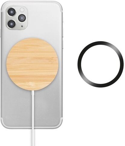 Chargeur sans fil personnalisé magnétique RUNDO MAG bambou bois