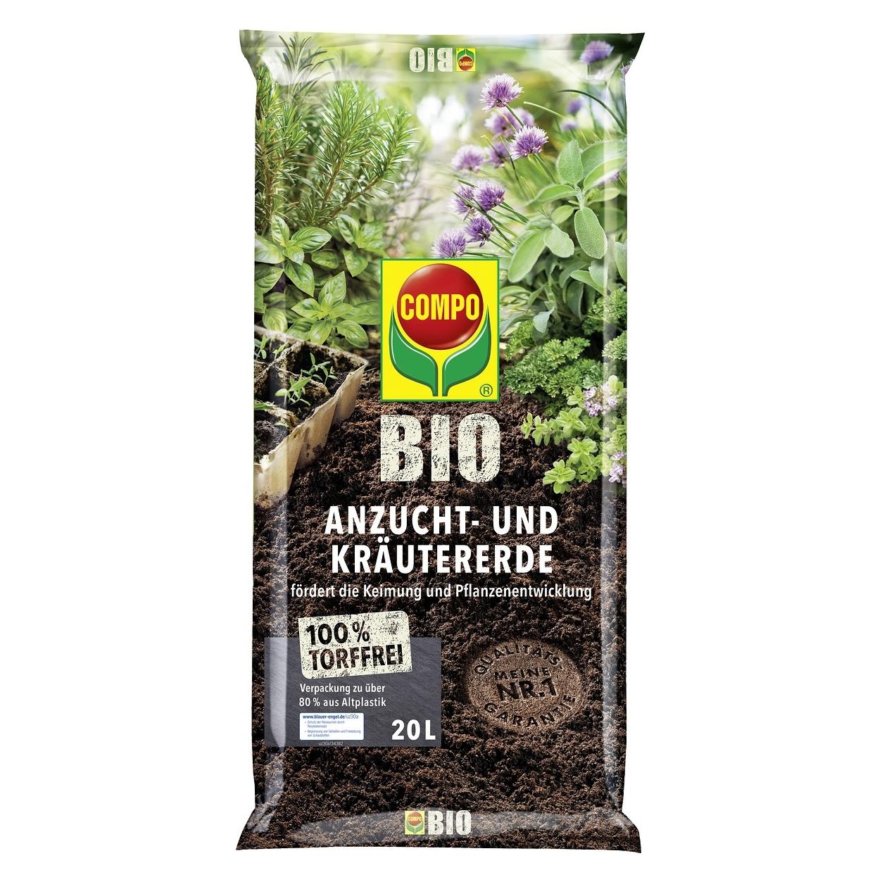 Compo Anzucht- und Kruter Erde BIO torffrei 20 L (20 l, Erde ohne Torf) (2822504004)