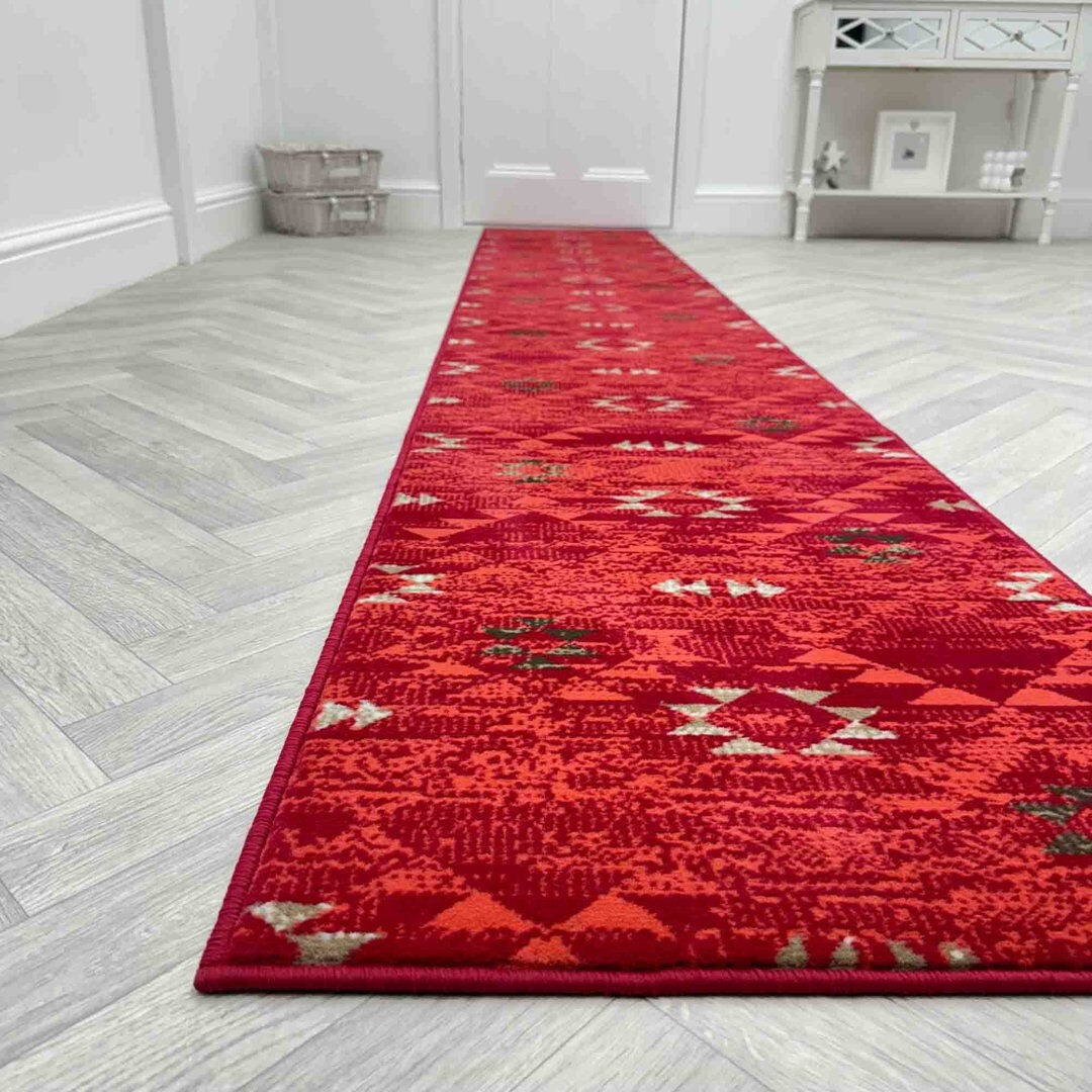 Natur Pur Runner Geometric Area Rug Red Runner 60 x 180cm