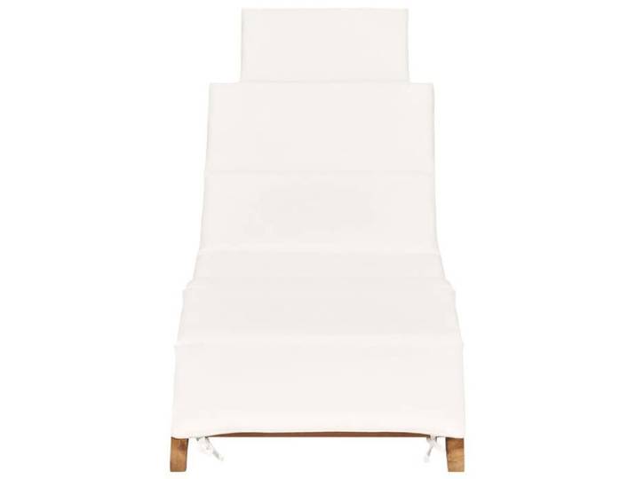 Chaise longue de jardin - CLOUD - Bain de soleil - pliable - avec coussin - blanc crème Bois de teck C12