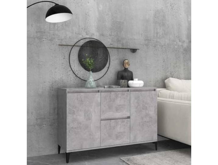 RJPLMFV Anrichte, grau, Beton, 102 x 35 x 70 cm, aus Ingenieurholz 2 Schubladen, 2 Türen, Füße aus Metall, Aufbewahrung für Wohnzimmer, einfache Reinigung