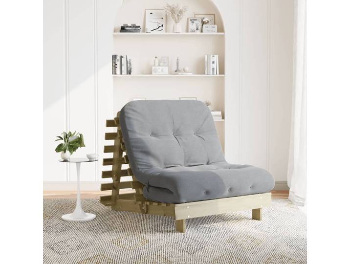vidaXL Futon Schlafsofa mit Matratze 90x206x11 Kiefernholz Imprägniert