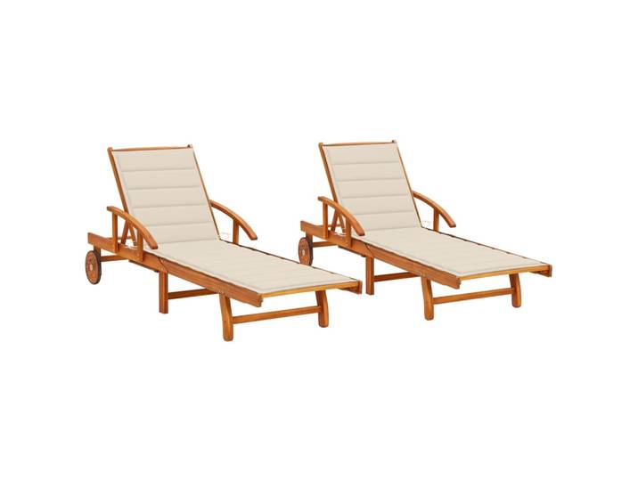 vidaXL Sonnenliegen 2 Stk. mit Auflagen Massivholz Akazie
