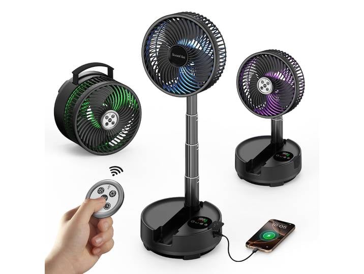 Socool Ventilateur Pliable Portable 20000mAh 8 Vitesses & Oscillation Automatique Ventilateur de Sol et de Bureau Rechargeable avec Télécommande pour la Maison