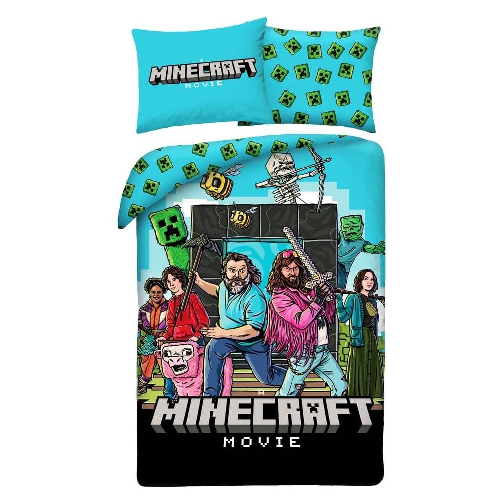 Halantex Minecraft Movie parure de lit Ver. 2 140 x 200 cm / 70 x 90 cm (200 x 140 cm, 90 x 70 cm) (HTEX-MNM-009BL)