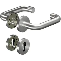 Ogro, Türgriff + Türgarnitur, Rosettengarnitur CORE8100 8mm / 6501 / 6612 PZ ER Edelstahl ER U-Form PZ DIN links / rechts D/D