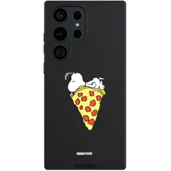 Nivocase Handyhülle für Samsung Galaxy S23 Ultra Hülle NIVOpure Case Schwarz Pizza Peanuts Snoopy (Samsung Galaxy S23 Ultra), Smartphone Hülle, Schwarz