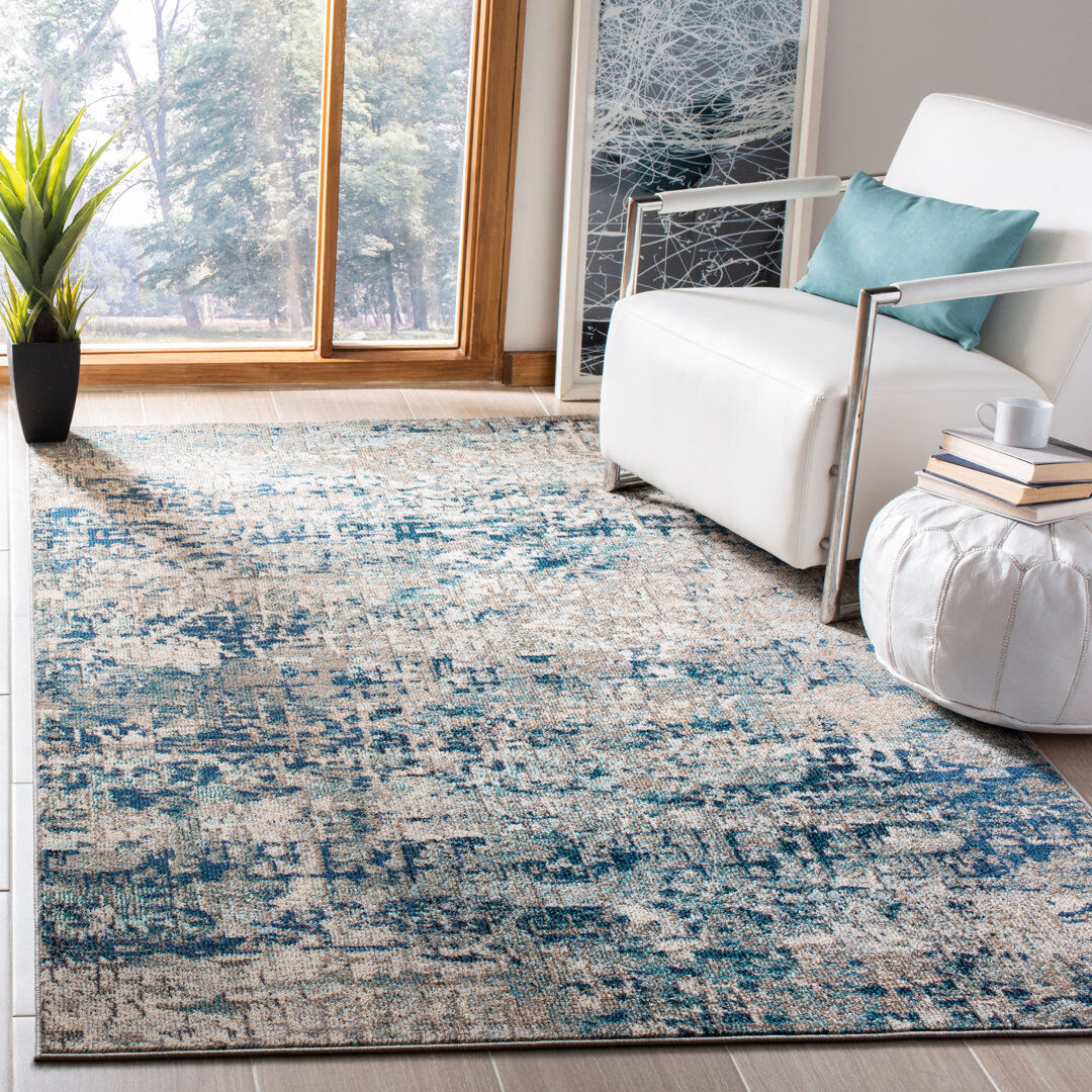 Rio Forest Hill Abstract Area Rug Navy Rectangle 122 x 183 cm