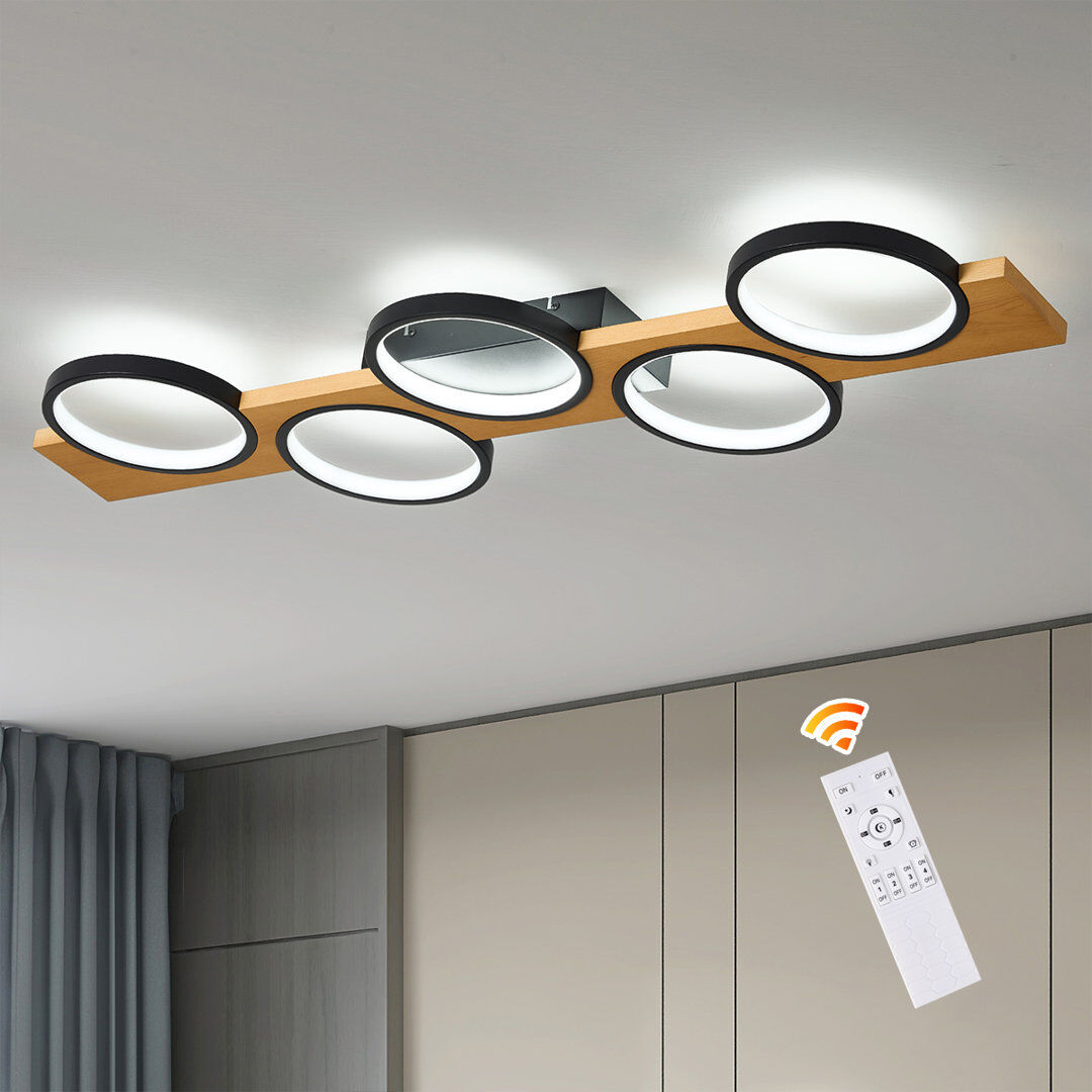 Blue Elephant Hurlee 5 - Light 100cm LED Dimmable Flush Mount Black 6cm H X 100cm W X 32cm D