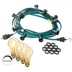 SATISFIRE Illu- Party Garten Außenlichterkette 30m grün 50x dimmbare Glühbirne