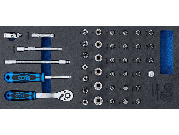 BGS 4054 1/3 Garniture pour servante d'atelier : jeu de clés à douilles 6\,3 (1/4)\, 41 pcs.