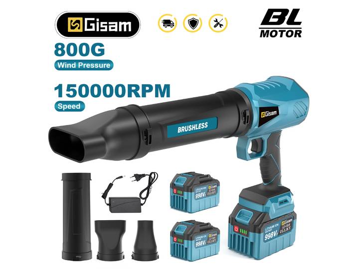 Ventilateur turbo électrique sans fil Gisam, souffleur d'air pour feuilles, ventilateur turbo jet, outil de soufflage de poussière portatif pour batterie Makita 18V.