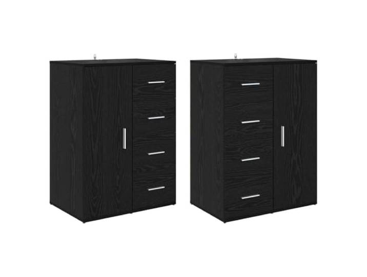 LASWWQMRF 2er Set Sideboard Schwarz Eichen-Optik 59x39x80 cm Anrichte Kompakte Flurkommode und Esszimmer Anrichte mit Schublade sowie verstellbarem Stauraum hinter 2 Türen für Geschirr.