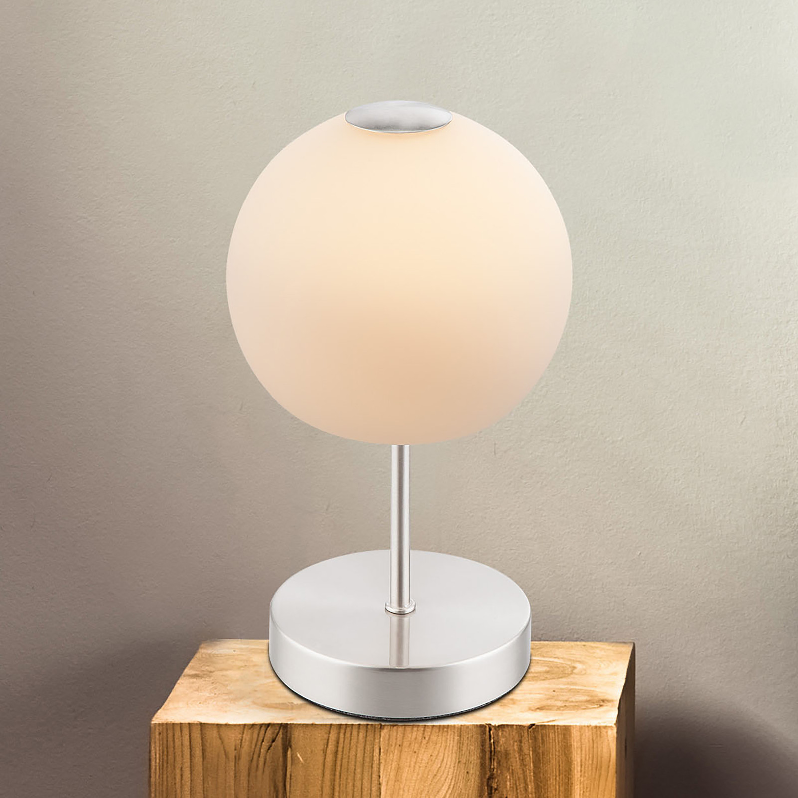 Globo Lighting LED-tafellamp Trude wit/zilver Ø 15 cm