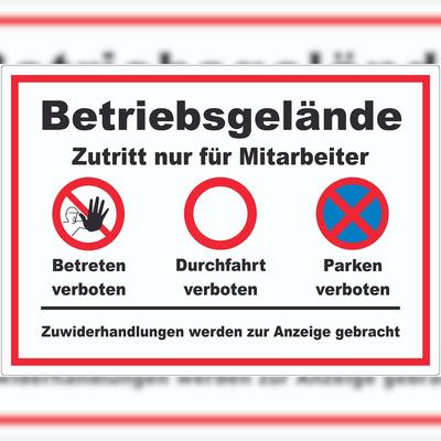 HB-Druck Aufkleber Betriebsgelände Mitarbeiter Betreten Durchfahrt Parken A0 (841x1189mm)