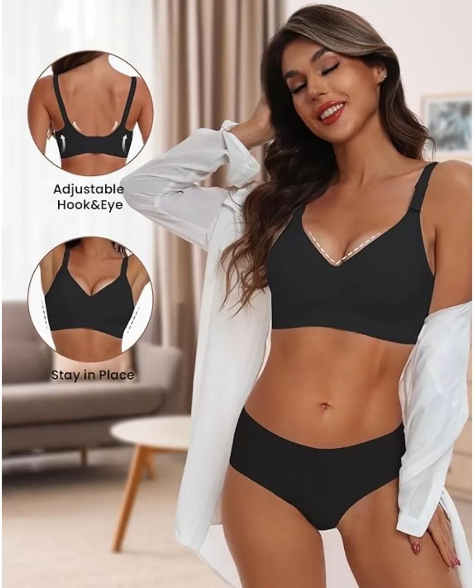 INF Kabelloser Push-Up-BH mit waschbarem Etikett, Größe M Schwarz