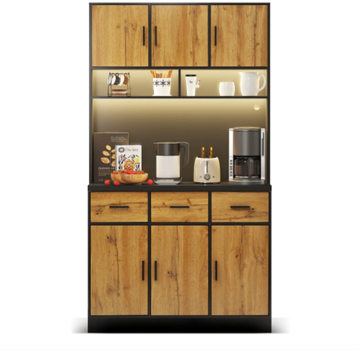 Joyce Maison LED-buffet / keukenkast in houtkleur met deuren en laden