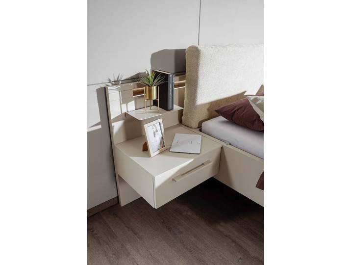 Table de nuit Luana avec panneau x2 64 x 83 x 20cm Avec éclairage Beige/Cachemire
