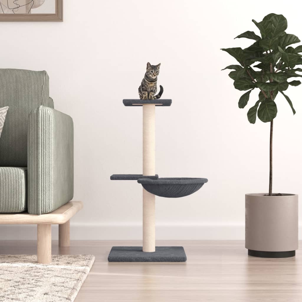 vidaXL Rascador para gatos con postes de sisal gris oscuro 72 cm Gris
