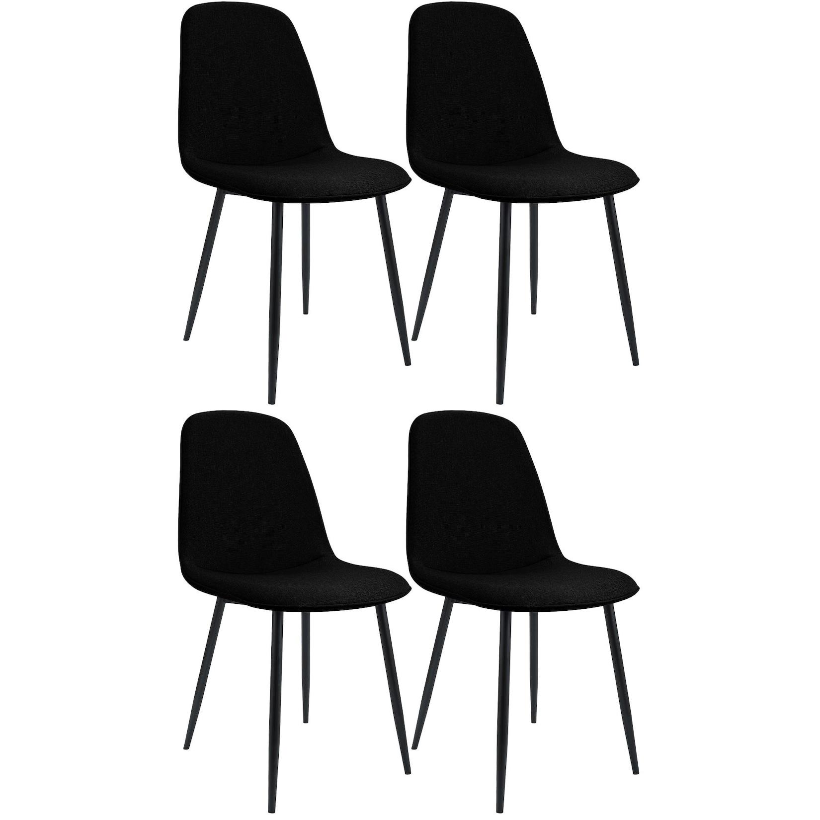 CLP 4er Set Esszimmerstuhl Maryam Stoff - Farbe: schwarz, Material: Stoff