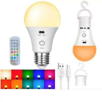 LED-Lampe dimmbar, mehrfarbig, RGB-Glühbirne, 2000 mAh, wiederaufladbare Glühbirne, A65-Licht, intelligente Fernbedienung, Heimdekoration, Outdoor-Aktivitäten und Camping