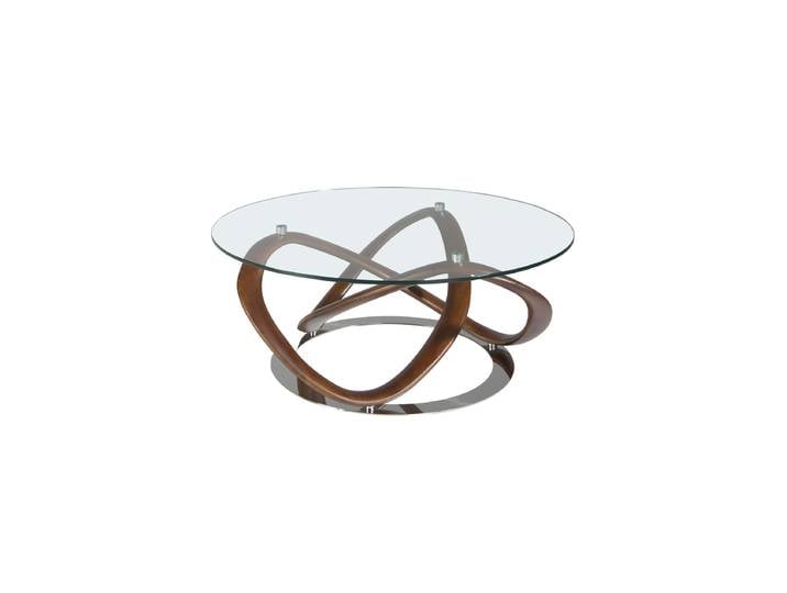 Runder Design Couchtisch „Kostas“ Nussbaum, Transparent, Silber Angel Cerdá