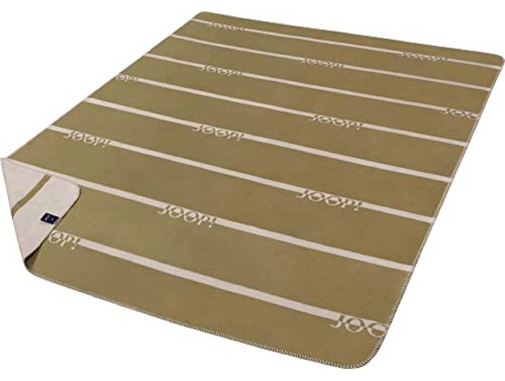 Joop! Wohndecke Logo Stripes Baumwollmischung Oliv Größe 150x200 cm