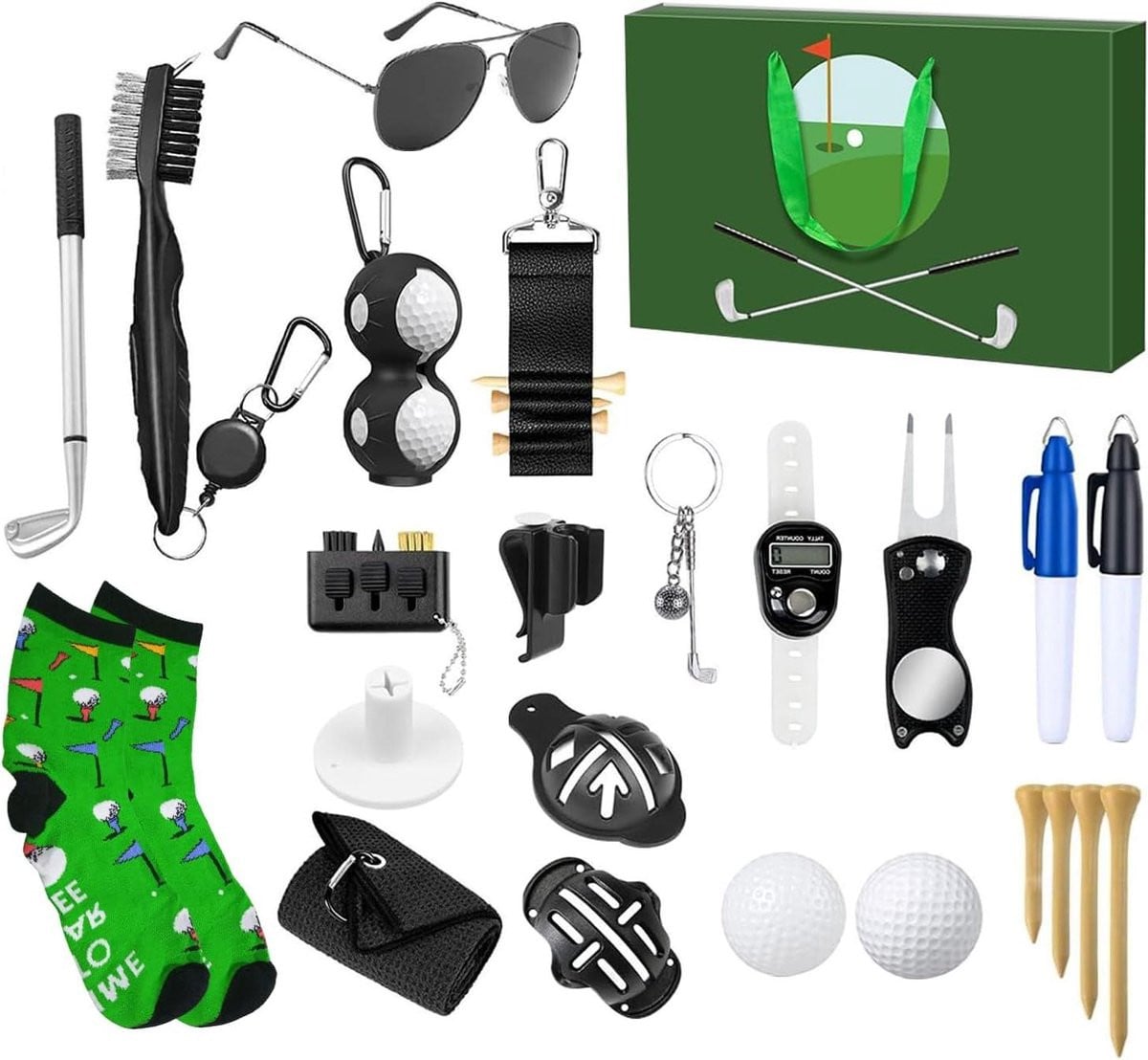 Golf Adventskalender met 24 dagen golfgereedschap, 35 x 23 x 5,5 cm