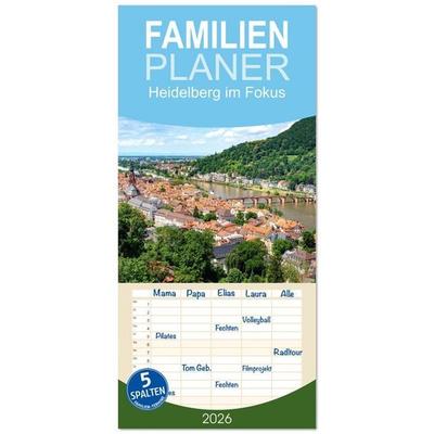 Familienplaner 2026 - Heidelberg im Fokus mit 5 Spalten (Wandkalender, 21 x 45 cm) CALVENDO