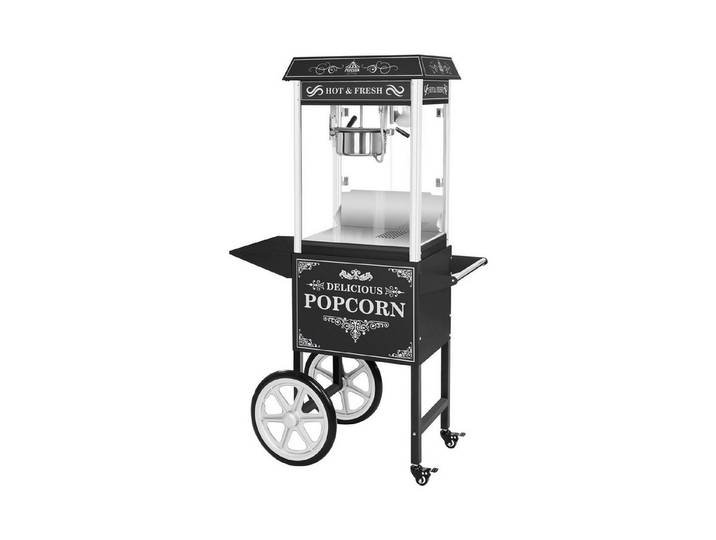 Royal Catering Popcornmaschine Popcornmaker mit Wagen 1500 W 5 kg/h schwarz Popcornautomat Teflon